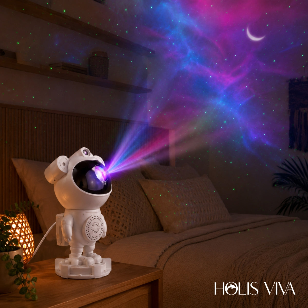 Star Moon Galaxy Projector Astronaut Lamp Bluetooth Music Speaker Remote Control LED Night Light for Bedroom Home Decor
