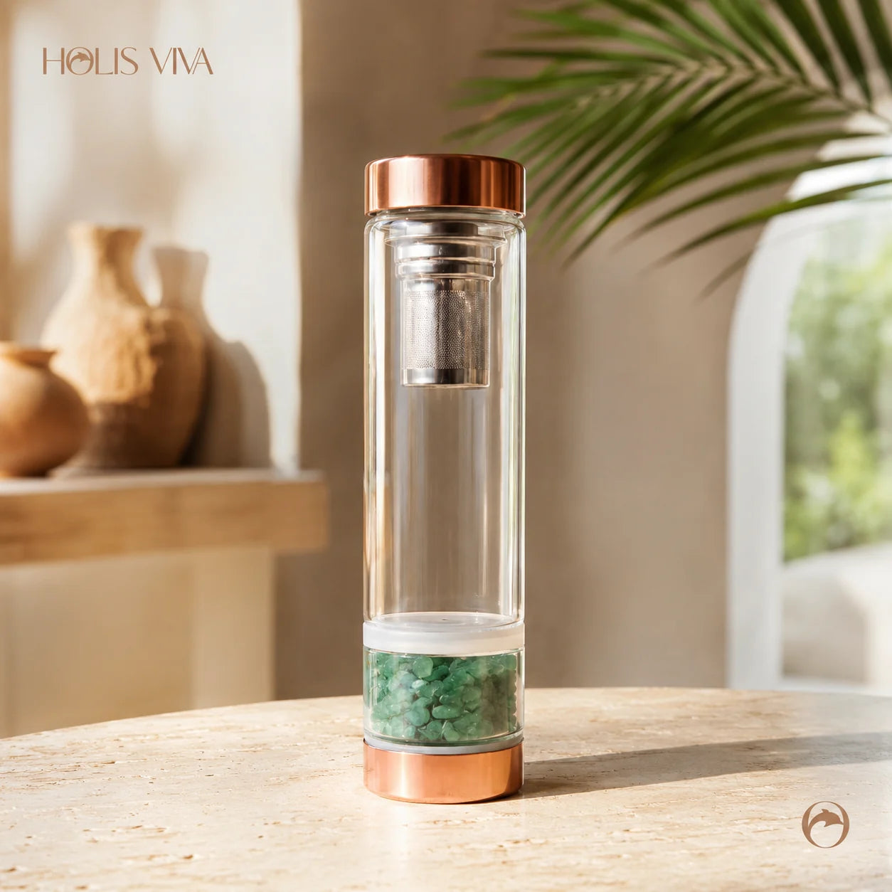 Garrafa Cristalina Holis com Cristal Natural e Infusor em Aço Inox