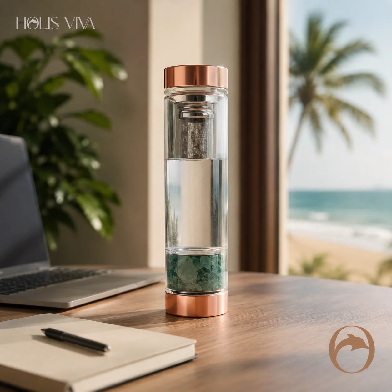 Garrafa Cristalina Holis com Cristal Natural e Infusor em Aço Inox