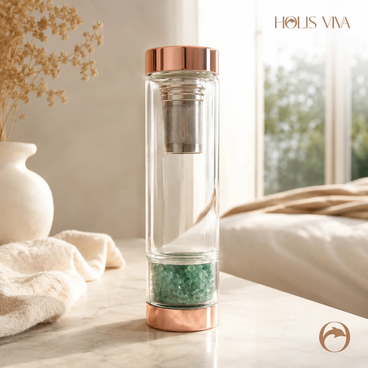 Garrafa Cristalina Holis com Cristal Natural e Infusor em Aço Inox